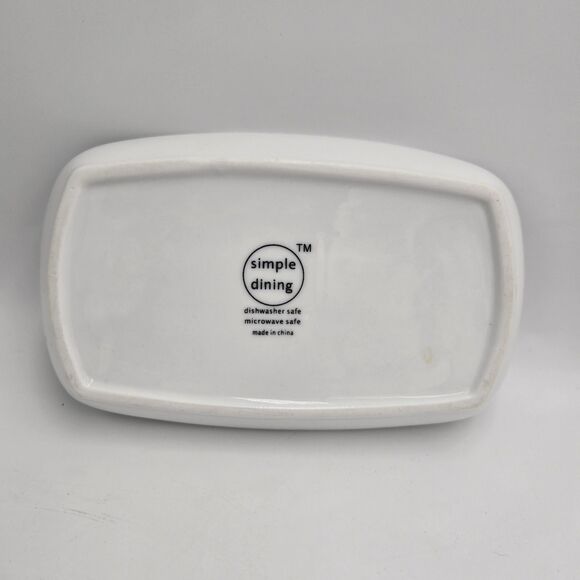 Simple Dining White Ceramic Butter Dish w/ Lid | Dishwasher Microwave Safe - Picture 3 of 8